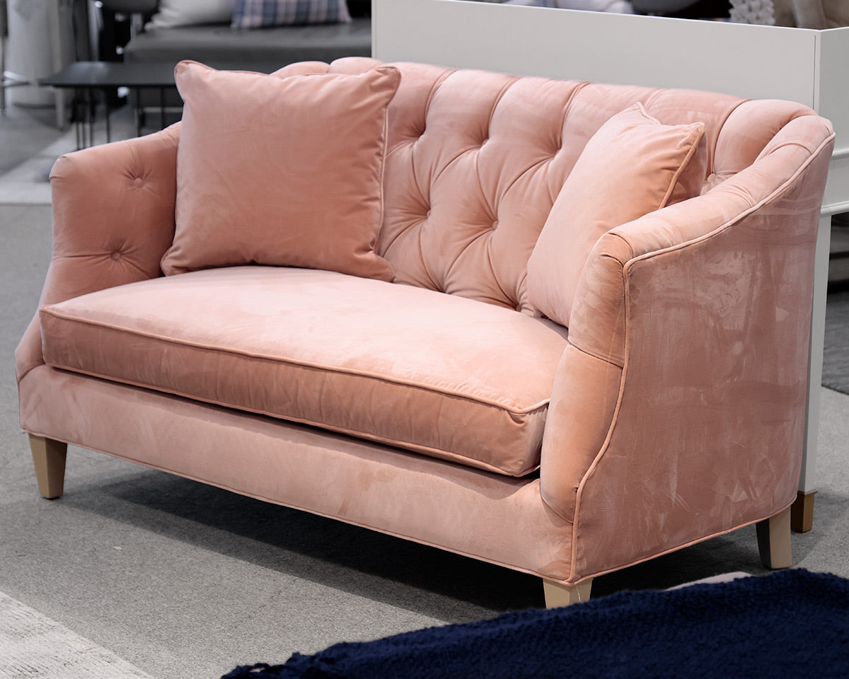 Pink Tufted Loveseat