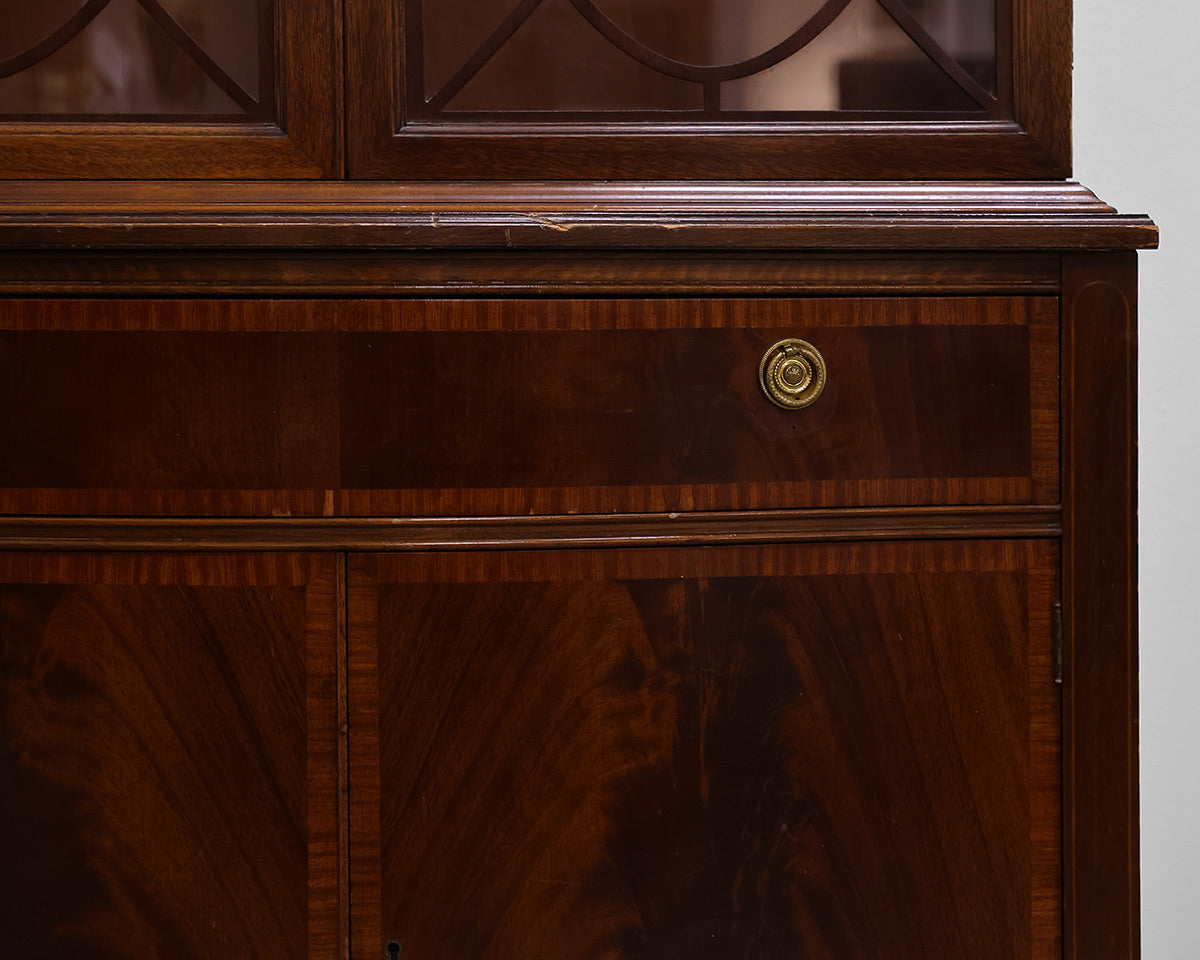 Single Piece Mahogany China Cabinet