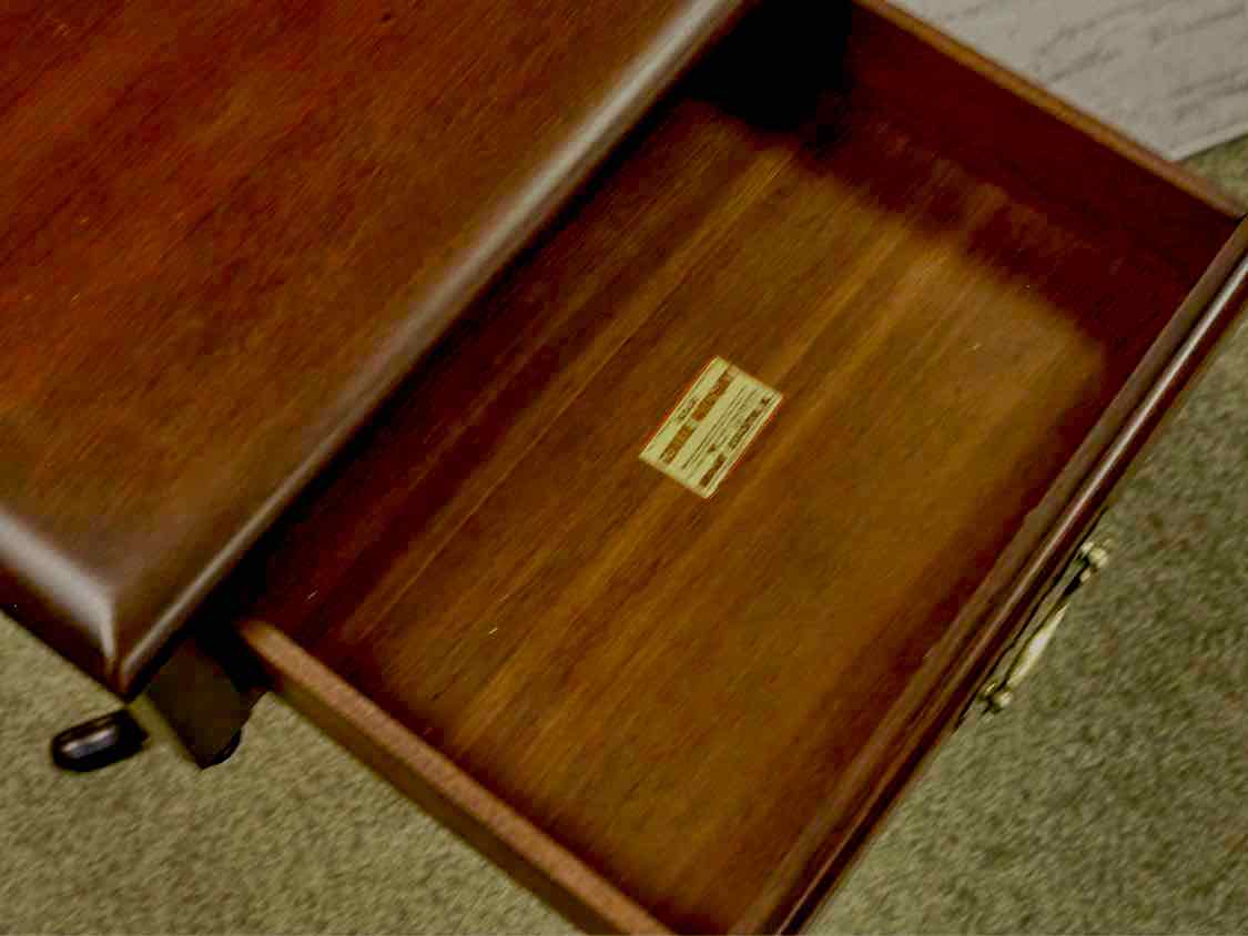 Single Drawer Mahogany Side Table on Pedestal Base