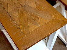 Pair of White Finish Base Side Tables with Stain Top