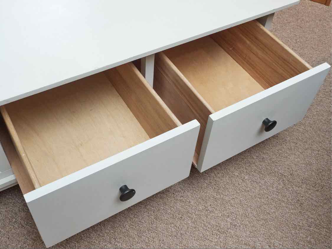 Hampton Bay Cream Finish 3 Drawer  Cocktail Table