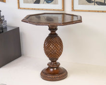Pineapple Base Octagonal Lamp Table in Dark Finish