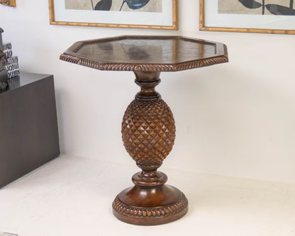 Pineapple Base Octagonal Lamp Table in Dark Finish