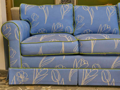 Norwalk  Furniture Sky Blue With Green Piping Upholstered  Queen Sleeper