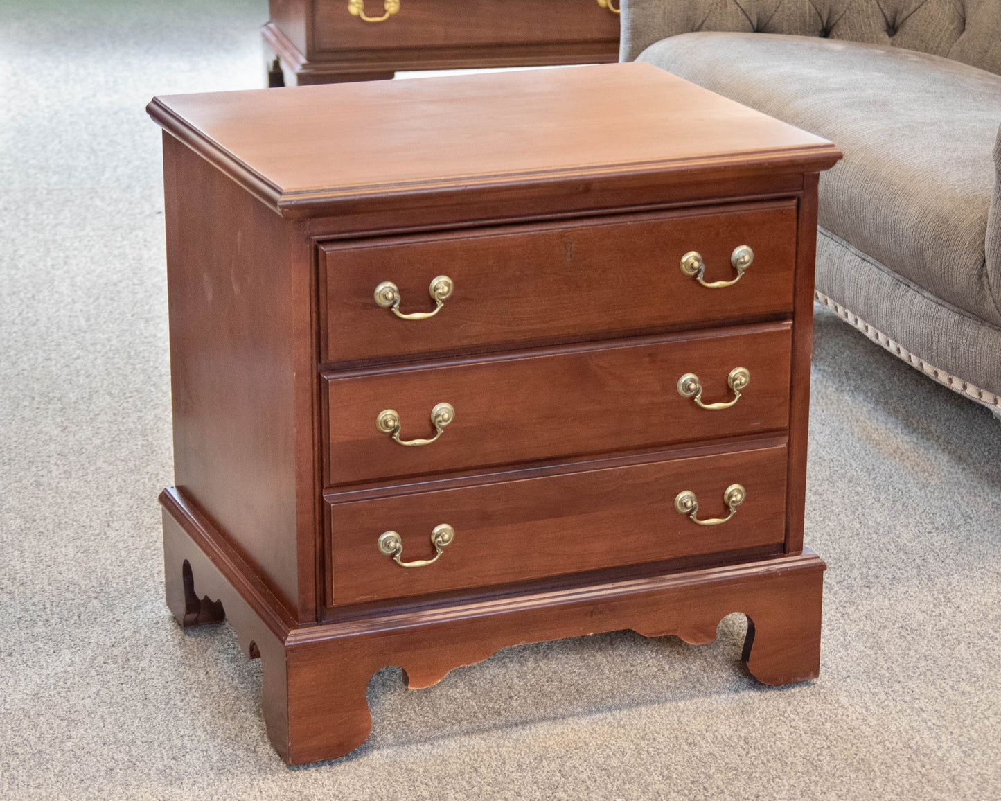 Pair of Solid Cherry Blockfront Nightstands