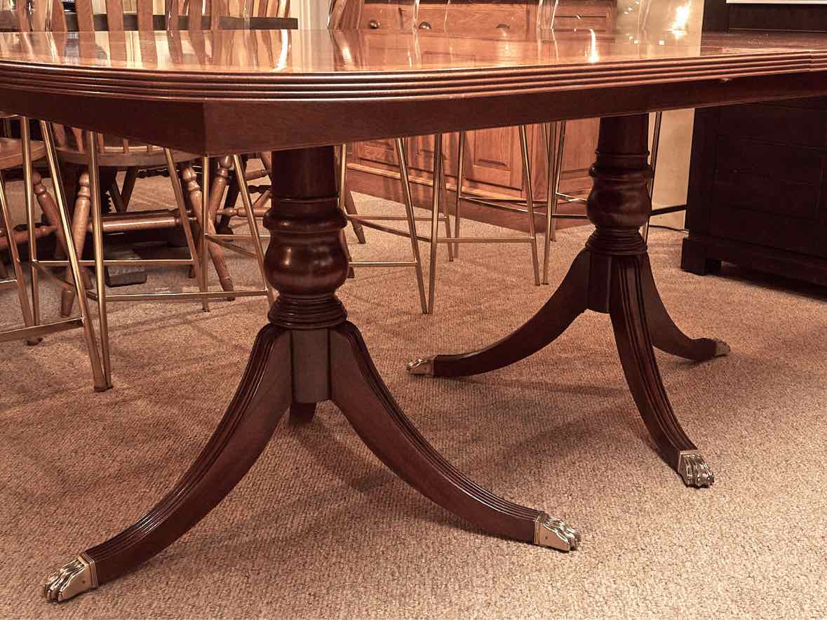Ethan Allen Mahogany Double Pedestal Dining Table