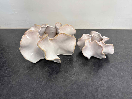 Set of 2 Organic Ruffle Ceramic Planters