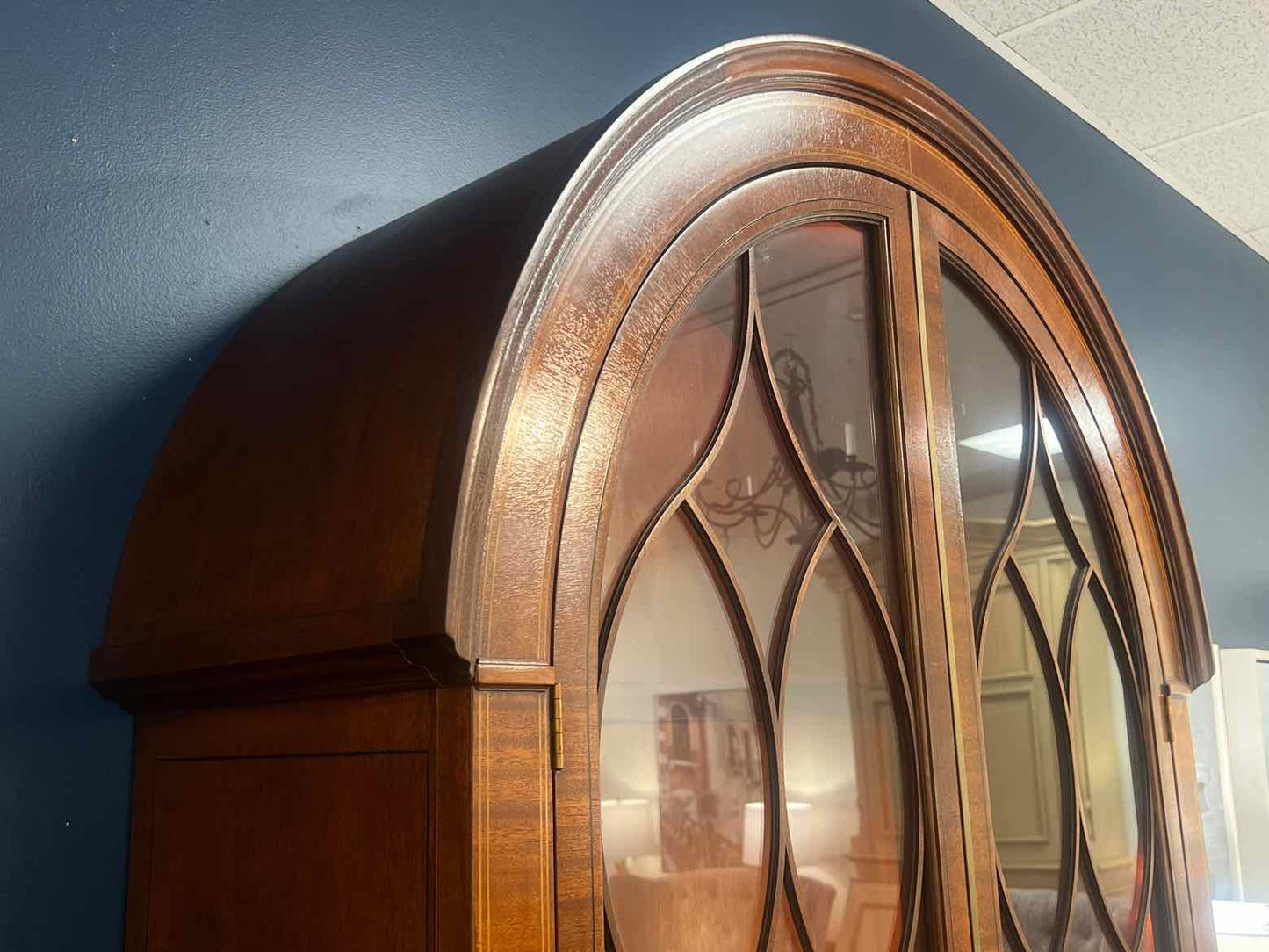 Inlaid Mahogany Arched Display Cabinet