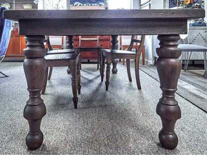 RH 19th C. Oak Baluster Dining Table & Set of 6 English Schoolhouse Side Chairs