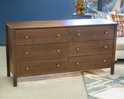 Six Drawer Espresso Dresser W/ Round Bronze Finished Knobs
