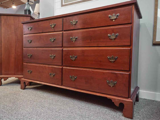 Solid Cherry Benchmade 8 Drawer Dresserwith Chippendale Handles