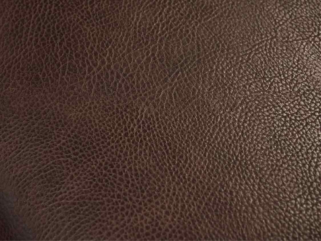 Square Embossed Leather Ottoman in Dark Brown