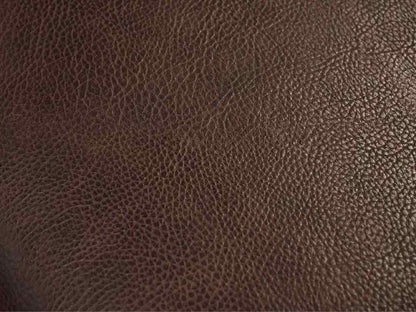 Square Embossed Leather Ottoman in Dark Brown