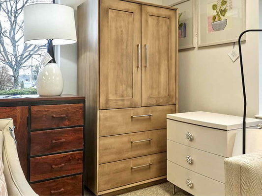 Gat Creek Amelia Armoire in Maple with Classic Barley Finish and Nickel Pulls