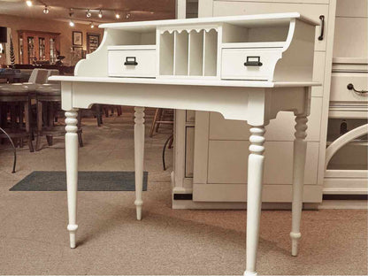 White Writing Desk with Storage Top
