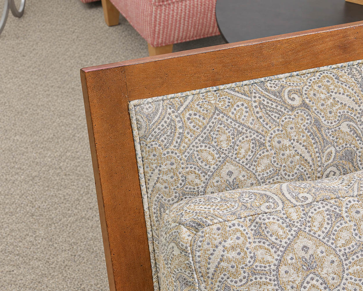 Pair of Ethan Allen Wood Trim Chairs  with Paisley Uphostery