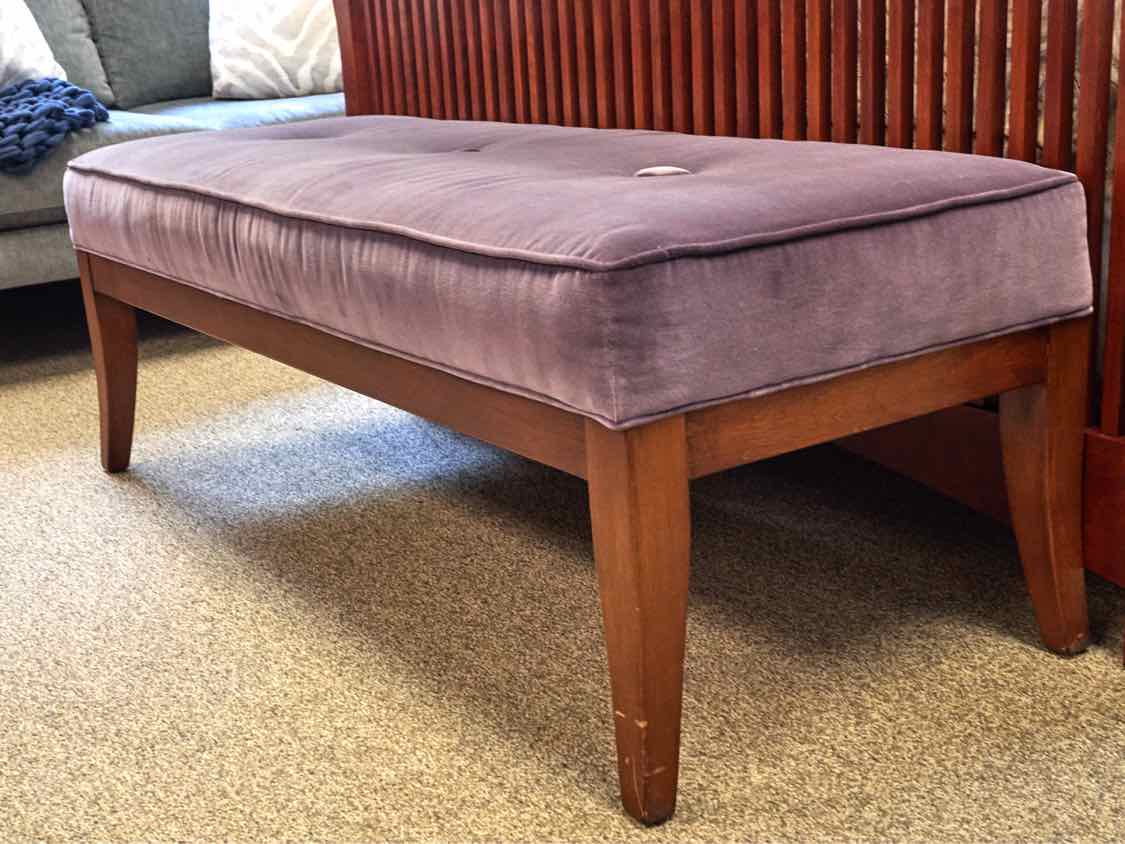 Cherry Bench with Purple Upholstery