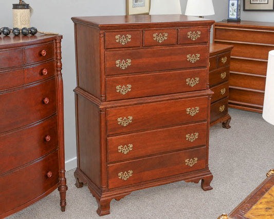 Mahogany Chest-On-Chest with Brass Pulls