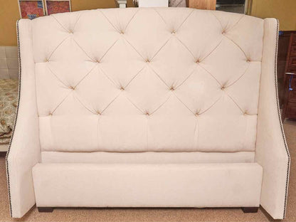 Boston Interiors  Ivory Upholstered Tufted With Nailhead Trim Full Bed