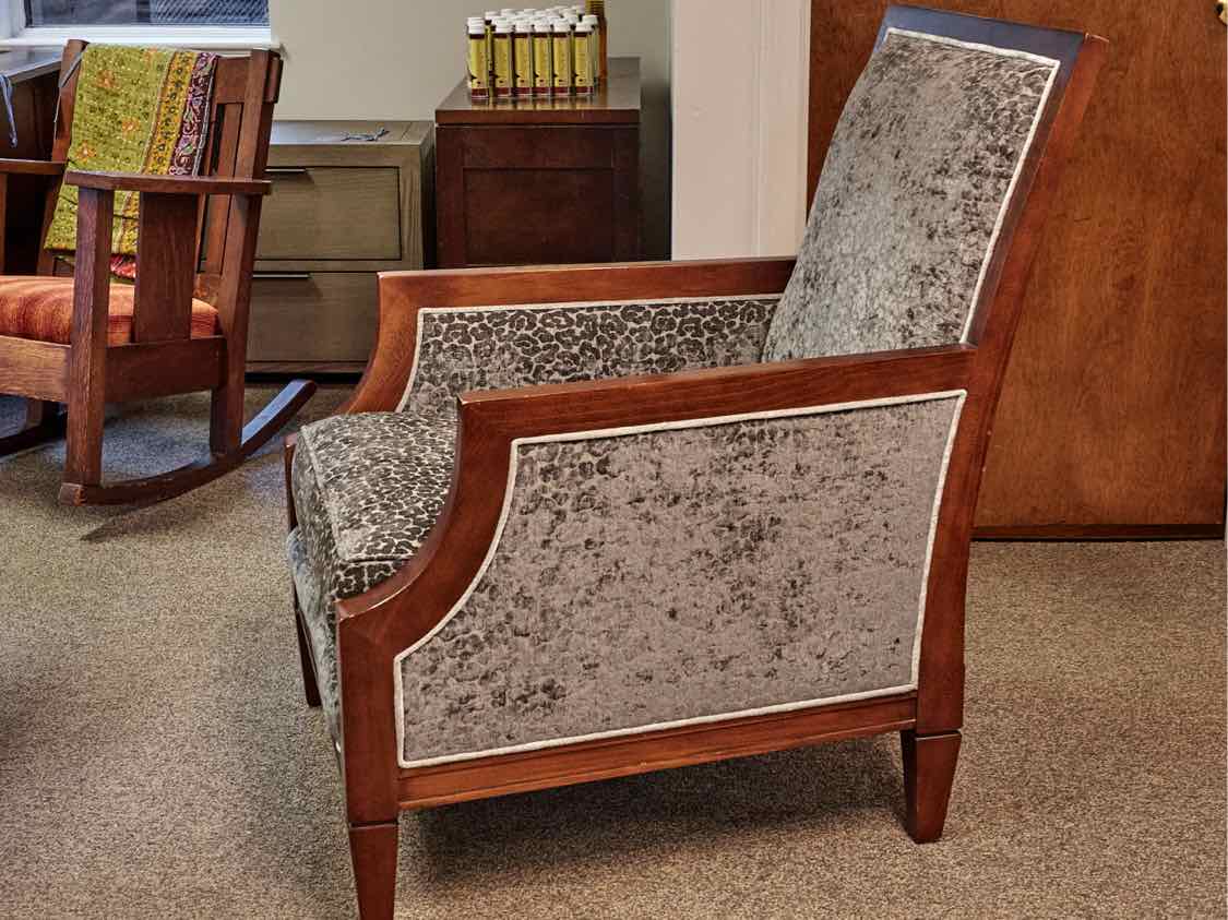 Pair of Custom Sam Moore Wooden Framed Arm Chairs