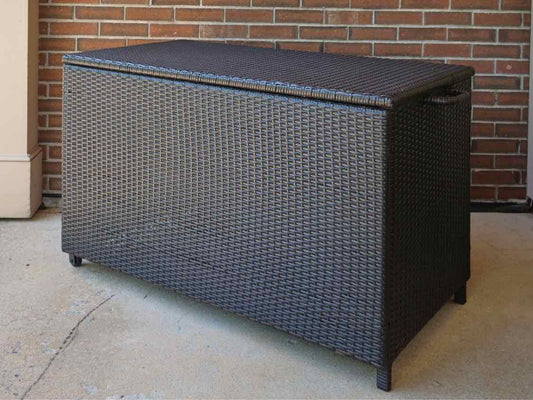 Brown Resin Wicker Outdoor Storage Box
