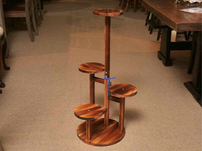 Folk Art 4 Shelf Plant Pedestal Stand
