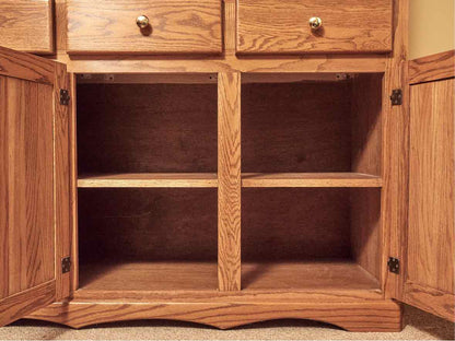 Oak  Hutch with 3 Glass Doors