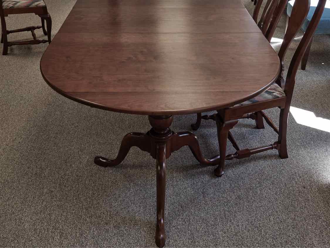 Eldred Wheeler Cherry Double Pedestal Dining Table & Set of Six Chairs
