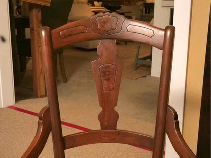 Antique Walnut Cane Seat Accent Chair