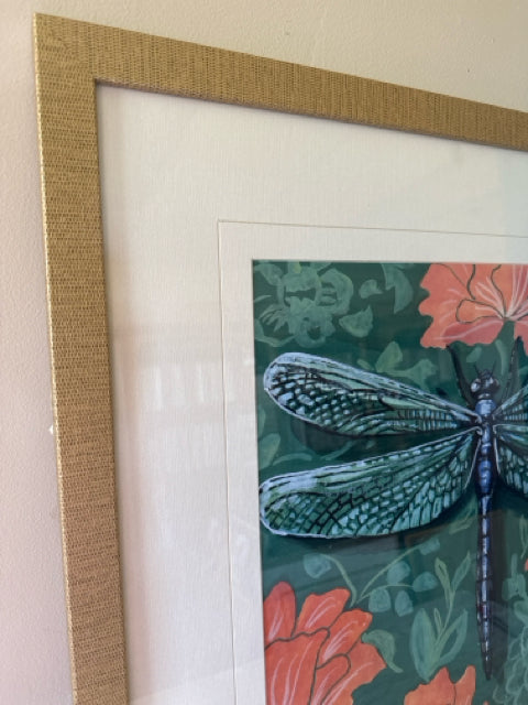 'Dragonfly on Wall' Framed Print