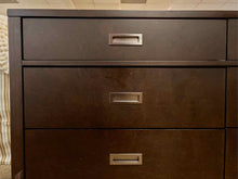 Crate & Barrel Dark Finish 6-Drawer Double Dresser with Campaign Pulls