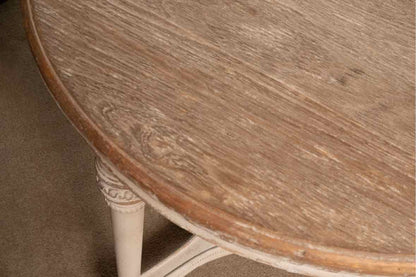 Zentique 'Bence' White Washed Distressed & Carved Side Table
