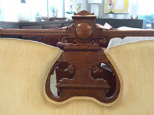 Vintage Rococo Revival Loveseat in Carved Walnut and Sand Velvet