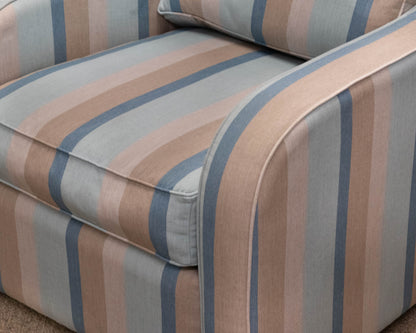 Pair of Jupiter Slope Arm Swivel Chairs in Gateway Mist Striped Sunbrella Fabric