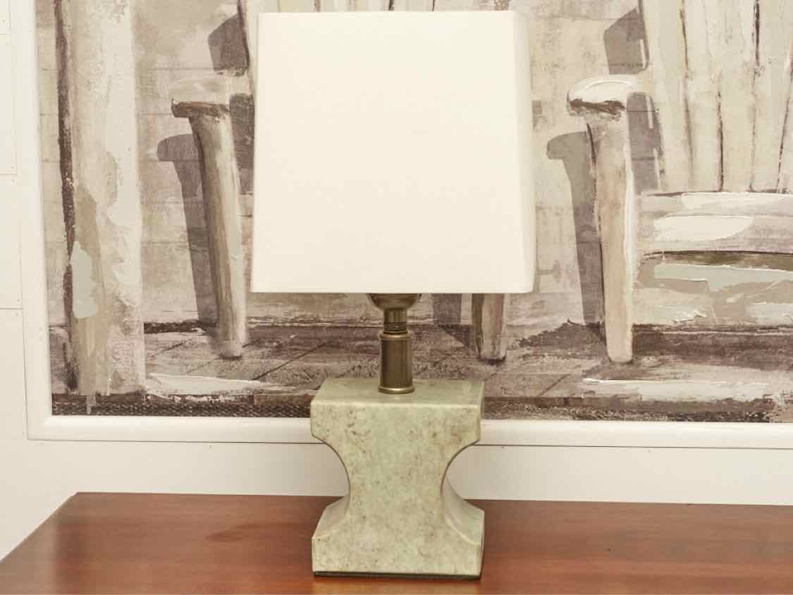 Jade Powder Room  Lamp With Off White Shade
