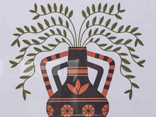 Distressed Black Framed Foliage In Vase Print Under Glass