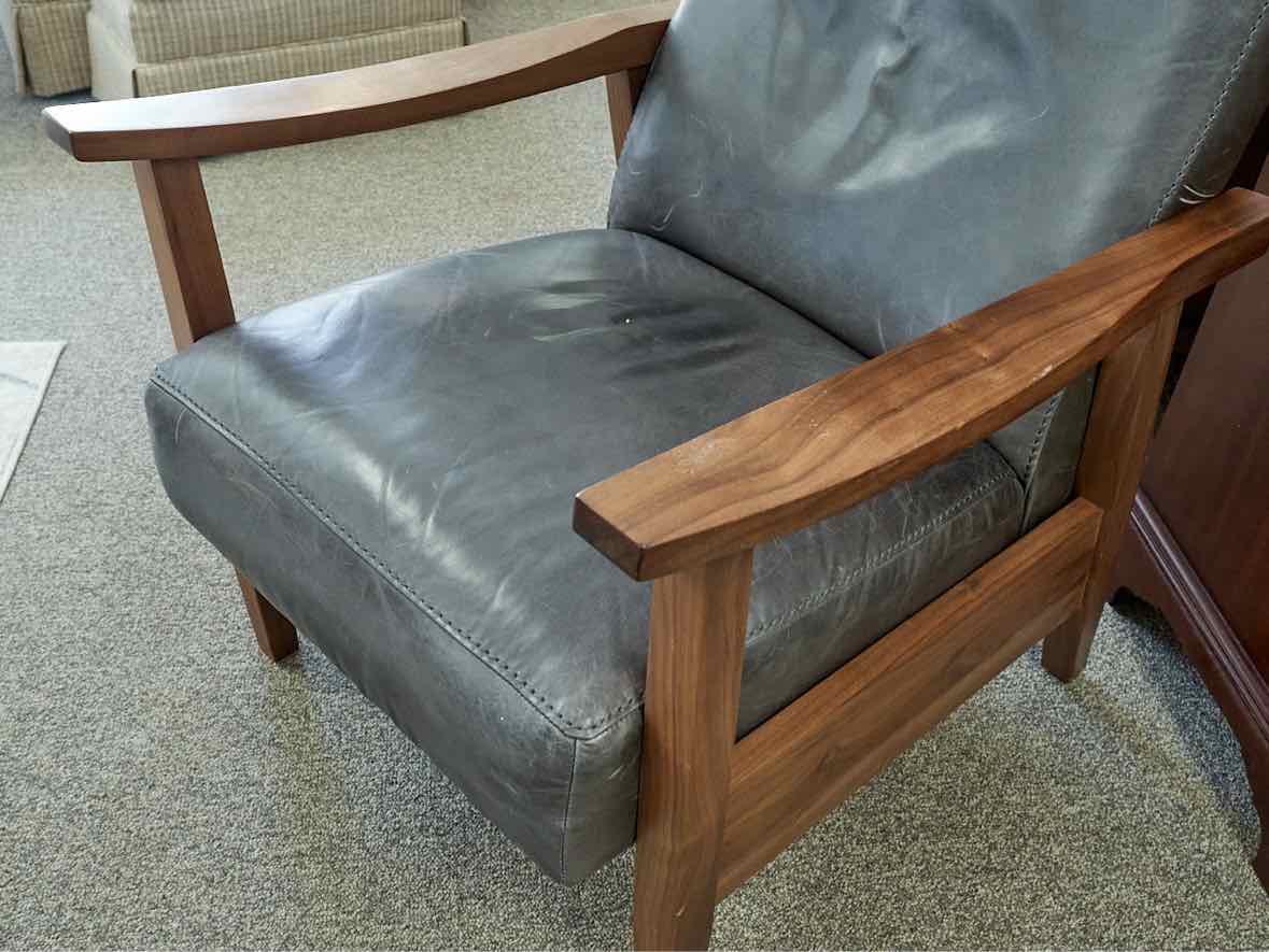 Crate & Barrel  Grey Leather Recliner