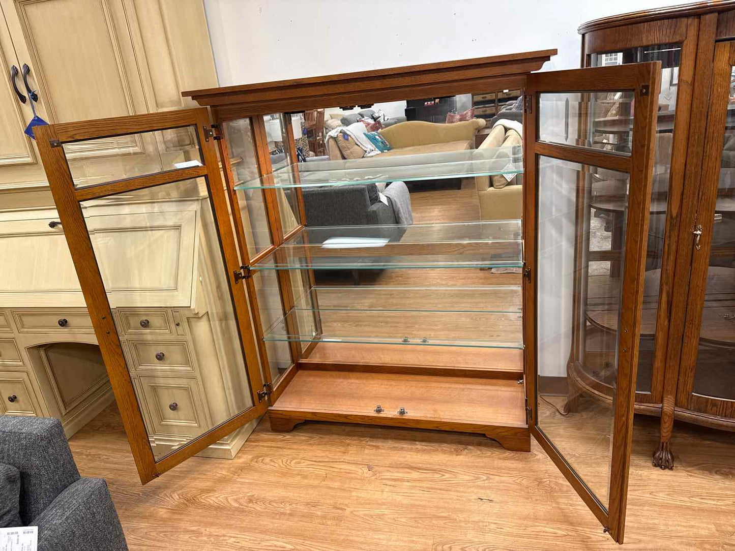 Lighted Oak Mission Display Cabinet