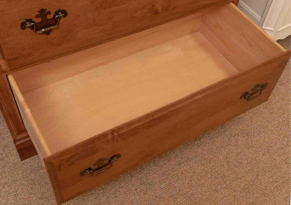 Maple Chest on Chest with 3 Over 2 Drawers & Chippendale Hardware Pulls