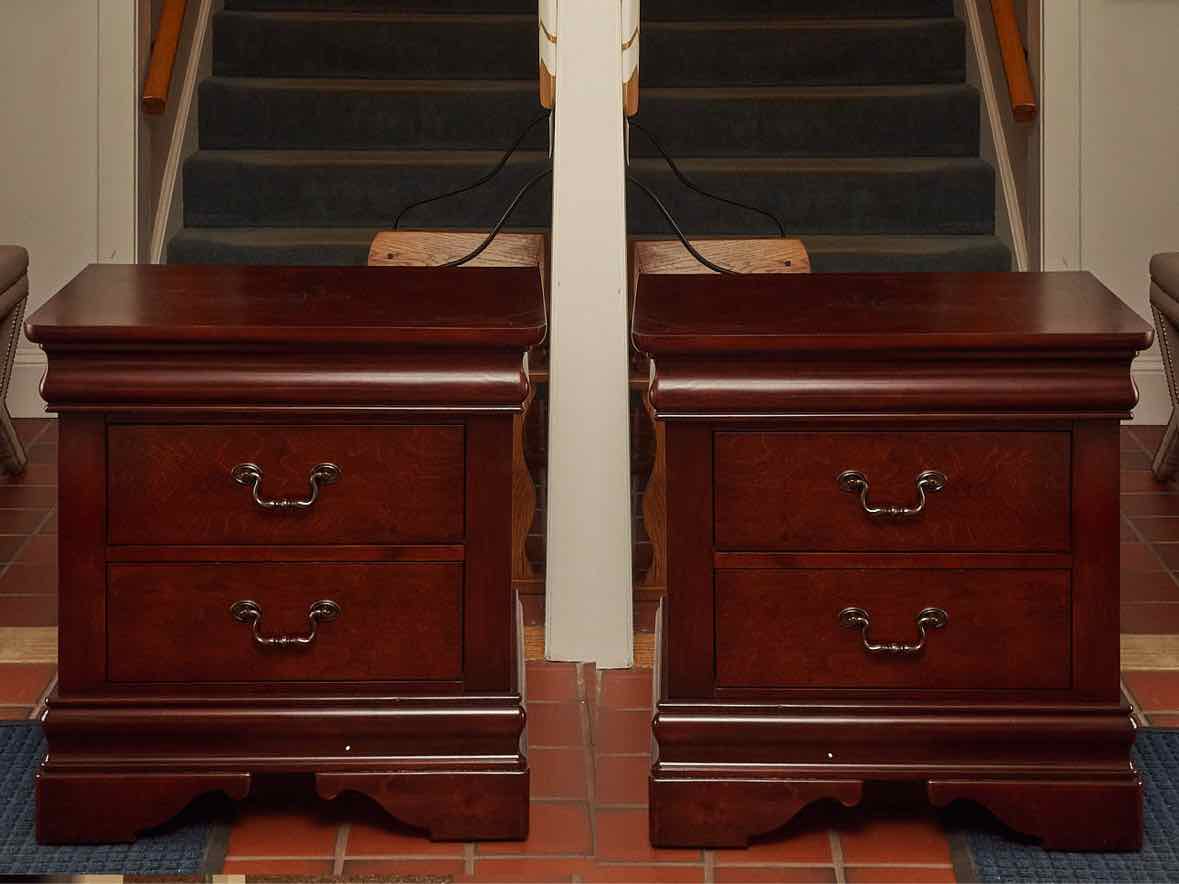 Pair of Louis Phillip Style  Cherry 2 Drawer Nightstands