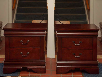 Pair of Louis Phillip Style  Cherry 2 Drawer Nightstands