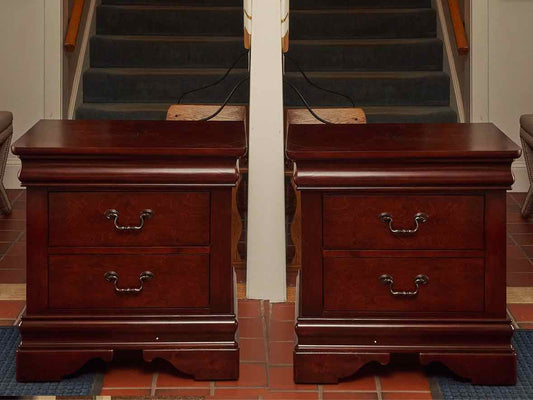 Pair of Louis Phillip Style  Cherry 2 Drawer Nightstands