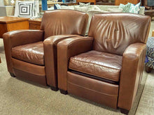 Pair of MG+BW  Saddle Brown Leather Recliners