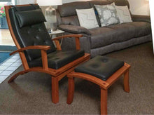 Thomas Moser Cherry Frame Black LeatherCushion   Recliner & Ottoman
