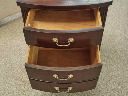 Mahogany 2 Drawer Nightstand with Brass Chippendale Pulls