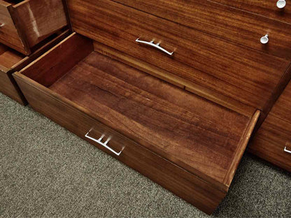 RWay MCM Walnut 10 Drawer Dresser with Silver Finish Hardware