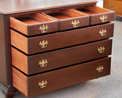Drexel Solid Mahogany 6 Drawer  Dresser with Brass Chippendale Handles