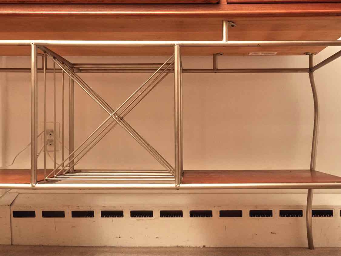 Cherry 3 Drawer 2 Shelf Stone Insert Surface Metal Framed Wine Rack Server