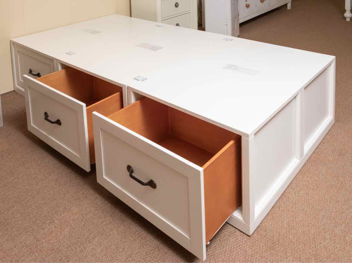 Ivory Finish 6 Drawer Twin Platform
