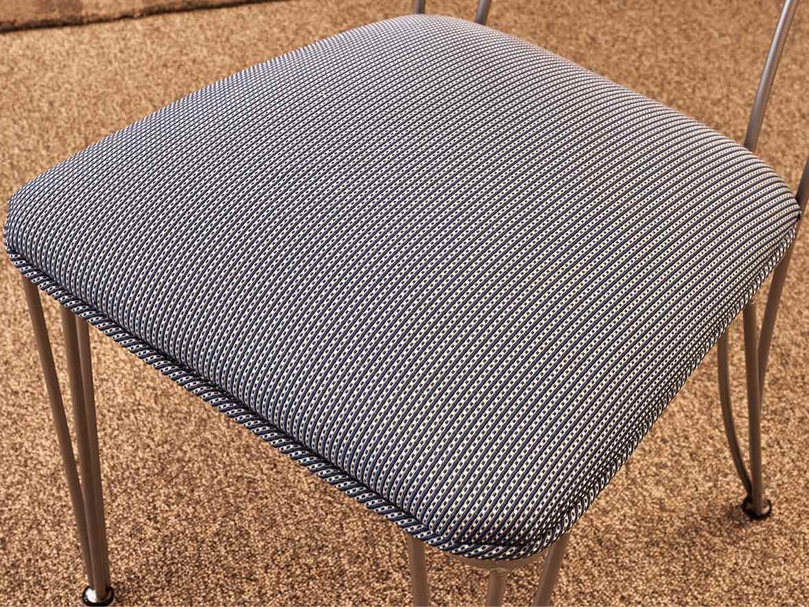 Set of 4 Regal Dining Chairs in Blue Uphostery with Silver Finish Frame